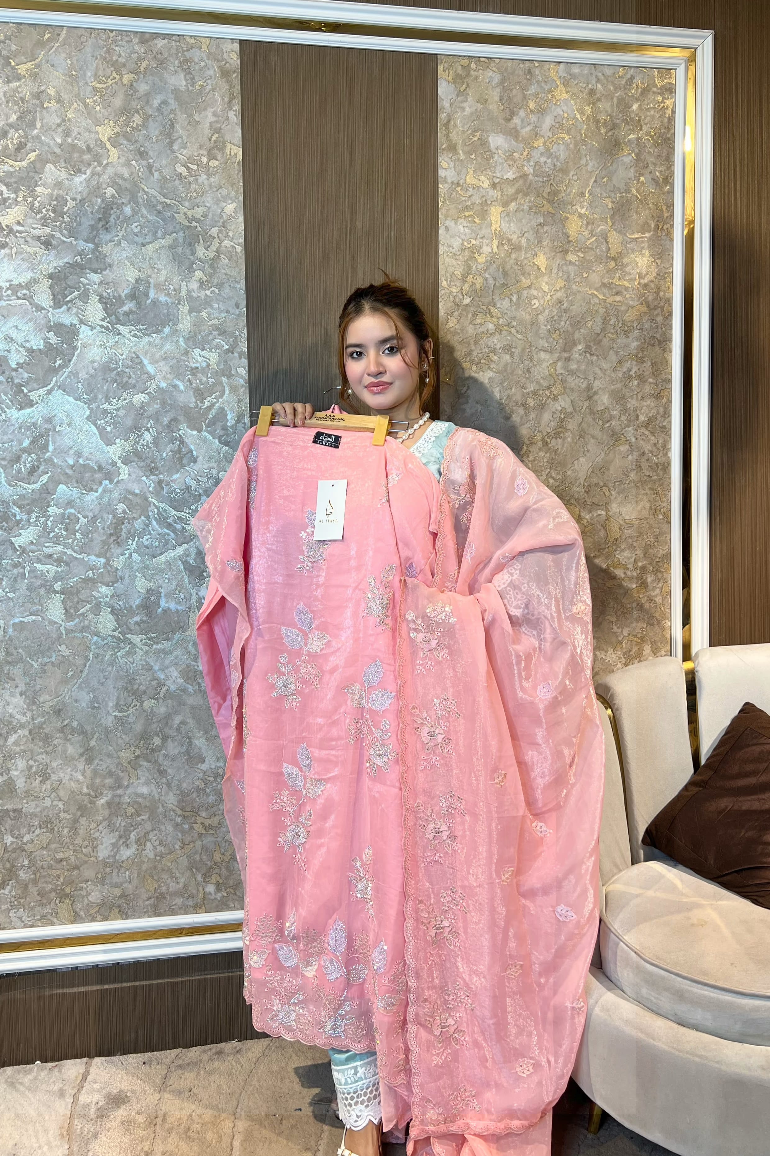 Pakistani Inspired Embroidered Silk Three-Piece Festive Suit Set1
